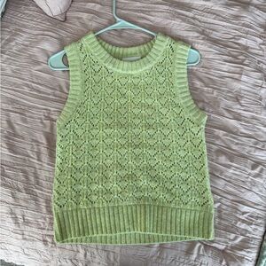 Monki Pale Lime Green Openwork Knit Vest